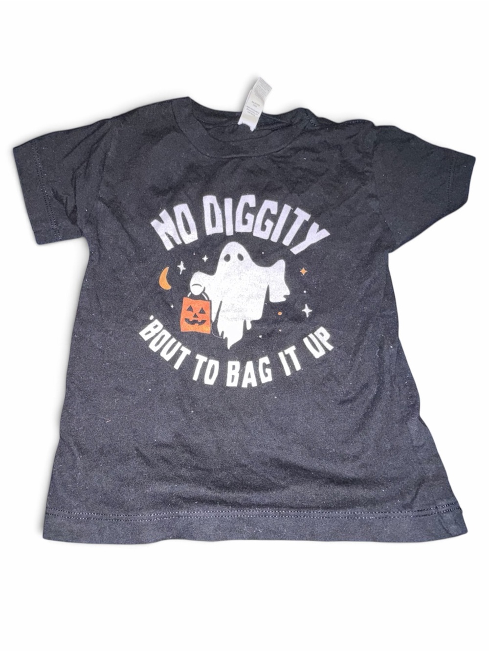 Black Kids Halloween Ghost Tee No Diggity ‘bout to Bag it Up